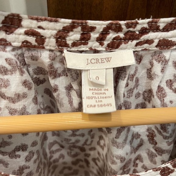 J. Crew animal print linen top 3/4 sleeve - Picture 7 of 8